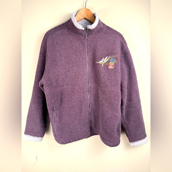 Disneyland Woman’s Fleece Purple Tinkerbell Castle PXY DST Zip Up Size XL - Picture 1 of 10